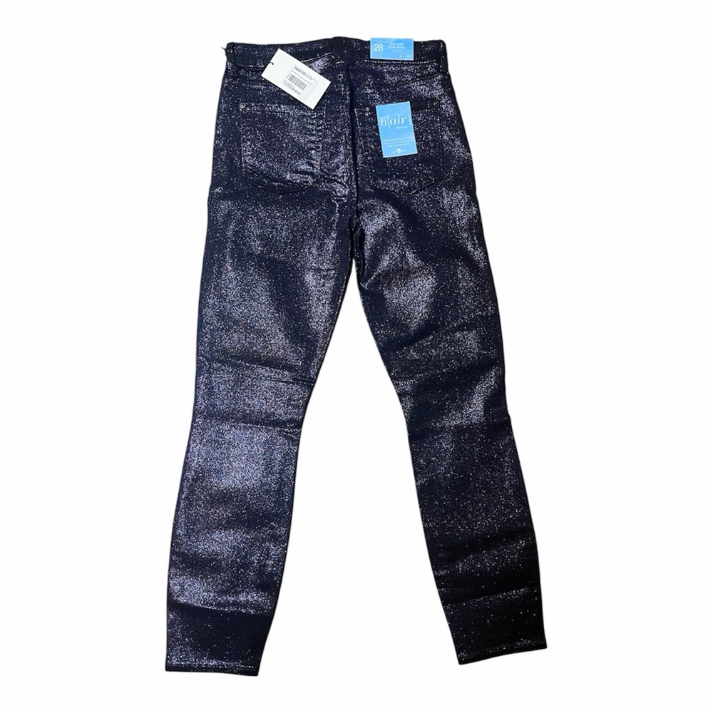 New 7 For All Mankind
Faux Pocket Skinny Ankle Jeans Black Glitter Coated sz 28
